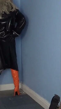 Orange Leather Thigh Boots