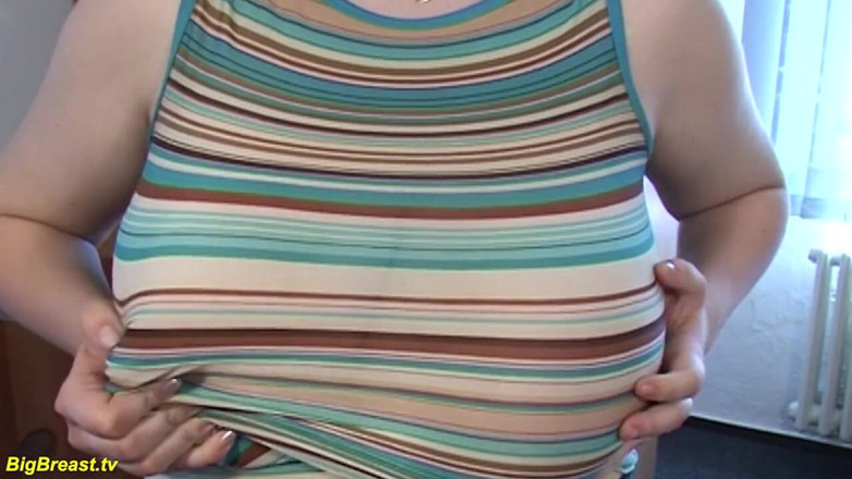 Big Breast: Horny BBW monster boob redhead teen alone at home