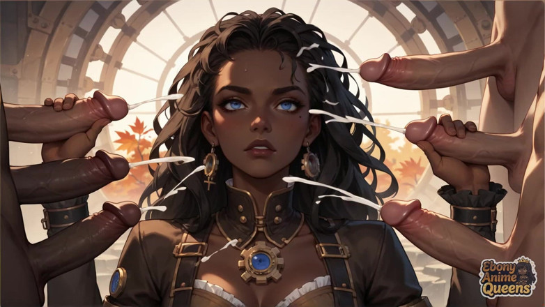 Ebony Anime Queens: Dewi mesum yang super hot ini dientot habis-habisan sama raksasa...