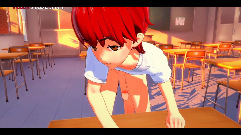 Yaoitube: Yaoi Hentai 3d - Shiro和火影忍者[yaoitube mascot]在教室里玩打手枪和肛交 - 同性恋动漫色情