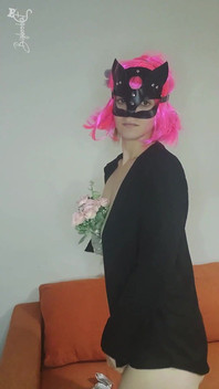 Feel My Excitement with My Kitty Mask and Natural Tits