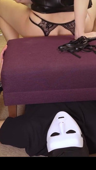 Luxury MILF Gets Her Snatch Licked by a Tied Slave She Booked Online for Her Pleasure