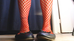 Abby Anna: Red Fishnets baletní ploché honění hra s dilatací toe