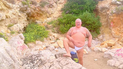 Hand-Free-Daddy-Chub: 동굴 주거 후 손 무료 오르가즘을 느끼는 캡틴 케이브 맨