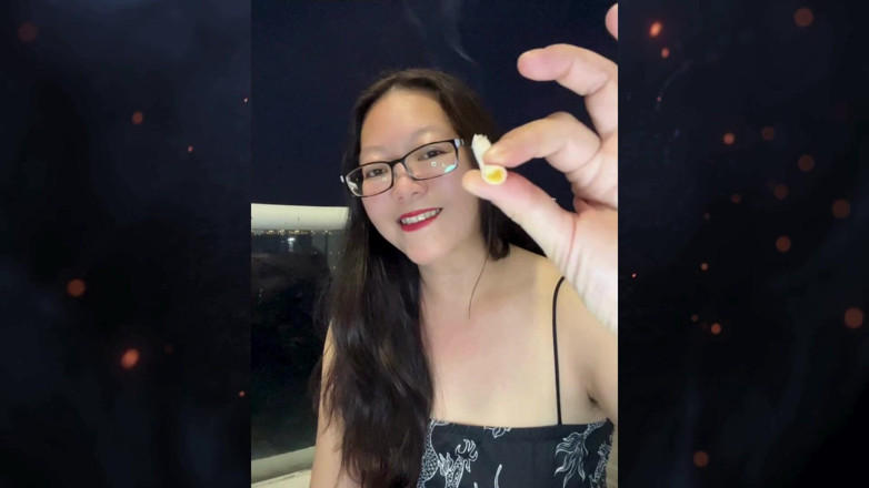 Smoking Asian: Topless Smoking Asian: Tits Out Smoking Cigarettes in Balcony Compilation