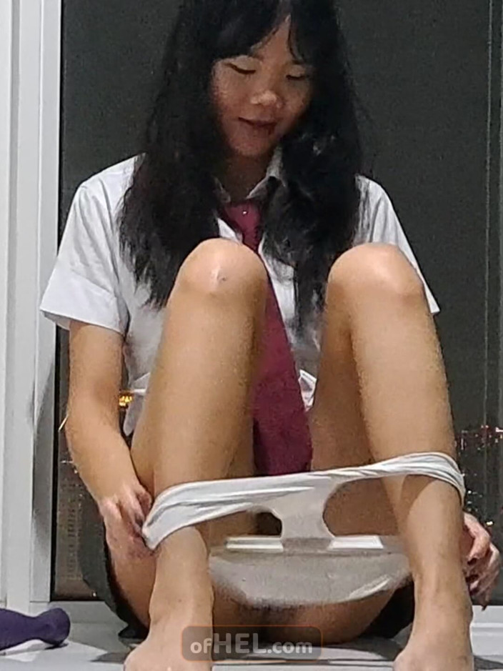 Girls of Hel: Asian College Girl Plays with Her Magic Wand and Squirts
