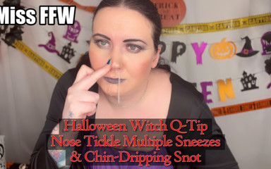 MissFFW: Halloweenská čarodějnice Q-tip nos lechtá několik kýchání a kape z brady