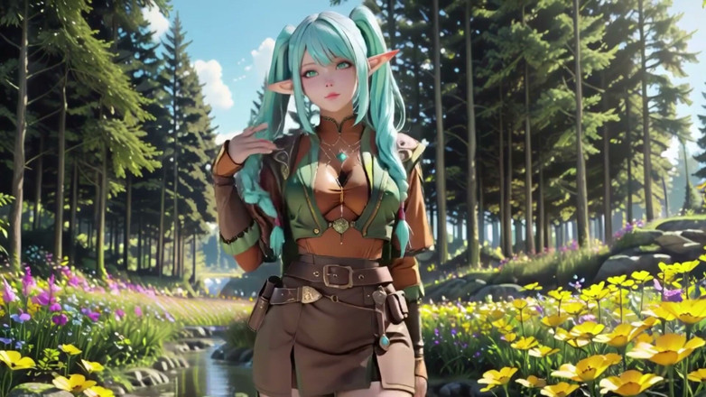 Seraphina Vale: Forest Fantasy! Blue Elf Kneeling, Green Elf Teasing, Sun-dappled Magic &amp;...