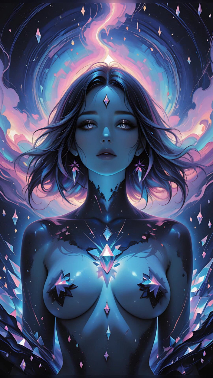 VelvetInk Studio: Dea vortex astral con fumo obsidiano e crystal light fantasia...