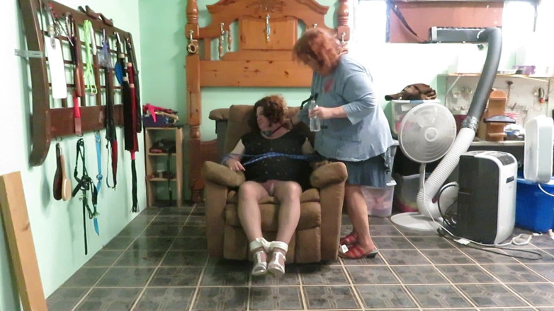 BBW nurse Vicki adventures with friends: Bound and sat on Damsel