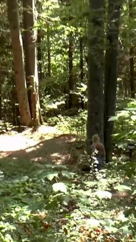 Pretty blonde babe gets horny pussy fucked in the woods and cum swallow