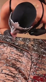 Tied and Milked in Metal Springs - Pure Torment for This Tied Down Slave