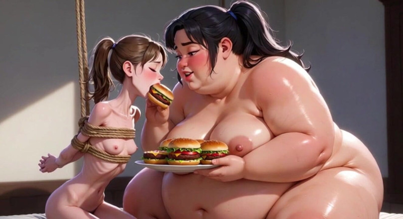 YOUR BEST FANTASY: Weight Gain Humiliation - Fat Woman Stuffing Skinny Feedee