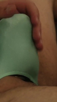 Seafoam Green Spandex Thong Bulge Play
