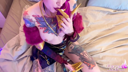 Flame Jade: Give me your dick want ass fucking - KDA Evelynn cosplay