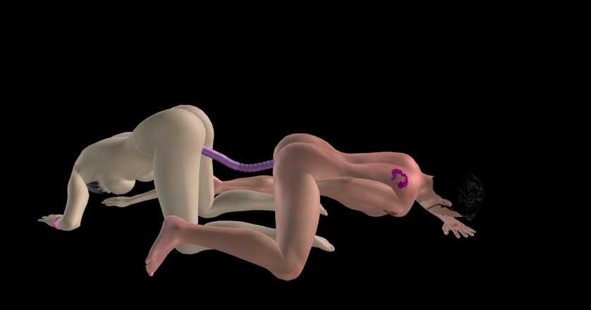 RenderLust: Animated 3D Porn - Beautiful Girl and Asian Man Double Dildo Doggy...