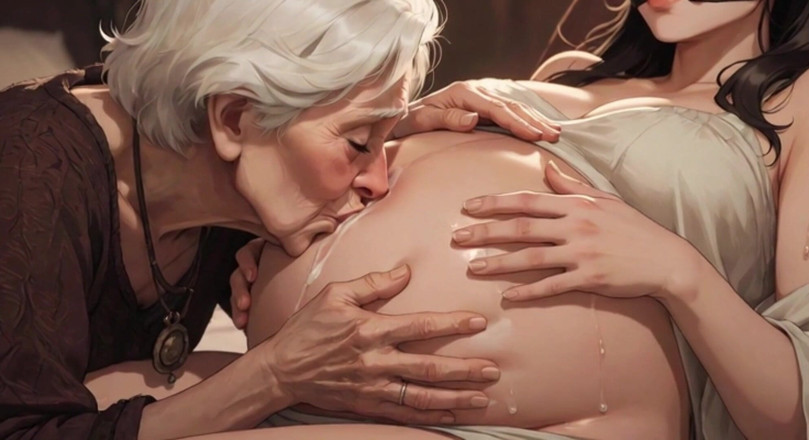 YOUR BEST FANTASY: 90yo Granny Passionately Licking Pregnant Belly - Very Aroused