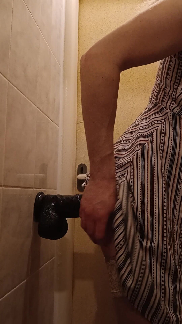 Lola Saddnes: 従順なスラットが壁掛けディルドにトイレで乗る