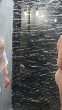 A Stepmother Washes Her Stepson and Shaves His Cock. She Masturbates and Finally Gives Him a Blowjob.
