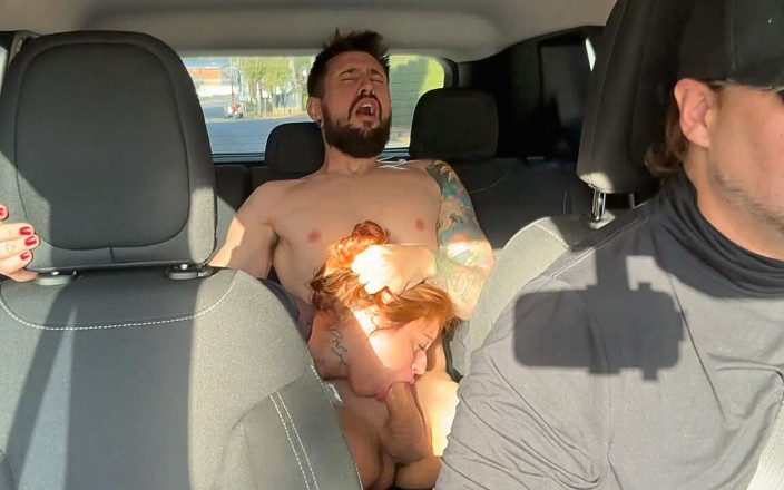 Lucas Neitan: Couple Fucks in Uber Car During Traffic - Redhead Swallows Cum...