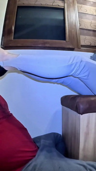 At the Mistress’s Feet.the Slave Worships Her Ballet Flats