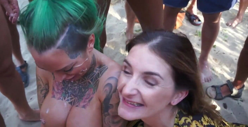 Creampie Clinic: Swinger Sand Dunes Mass Suck off Bukkake