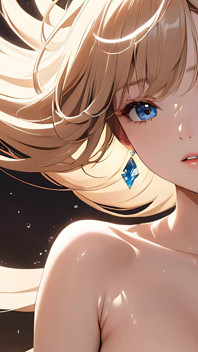 Weightless Serenity - Ai Girl Blinking Softly as Her Hair Floats in the Air