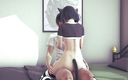 Waifu club 3D: Neko girl chevauche une grosse bite et jouit