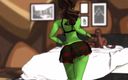 Back Alley Toonz: Um sexy esfolado verde, grande rabo alienígena, passo através de...