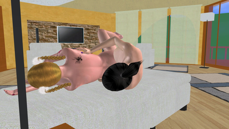 RenderLust: Animerad 3D lesbisk porr - mogen kvinna med strap-on jävla tonårsflickas fitta...
