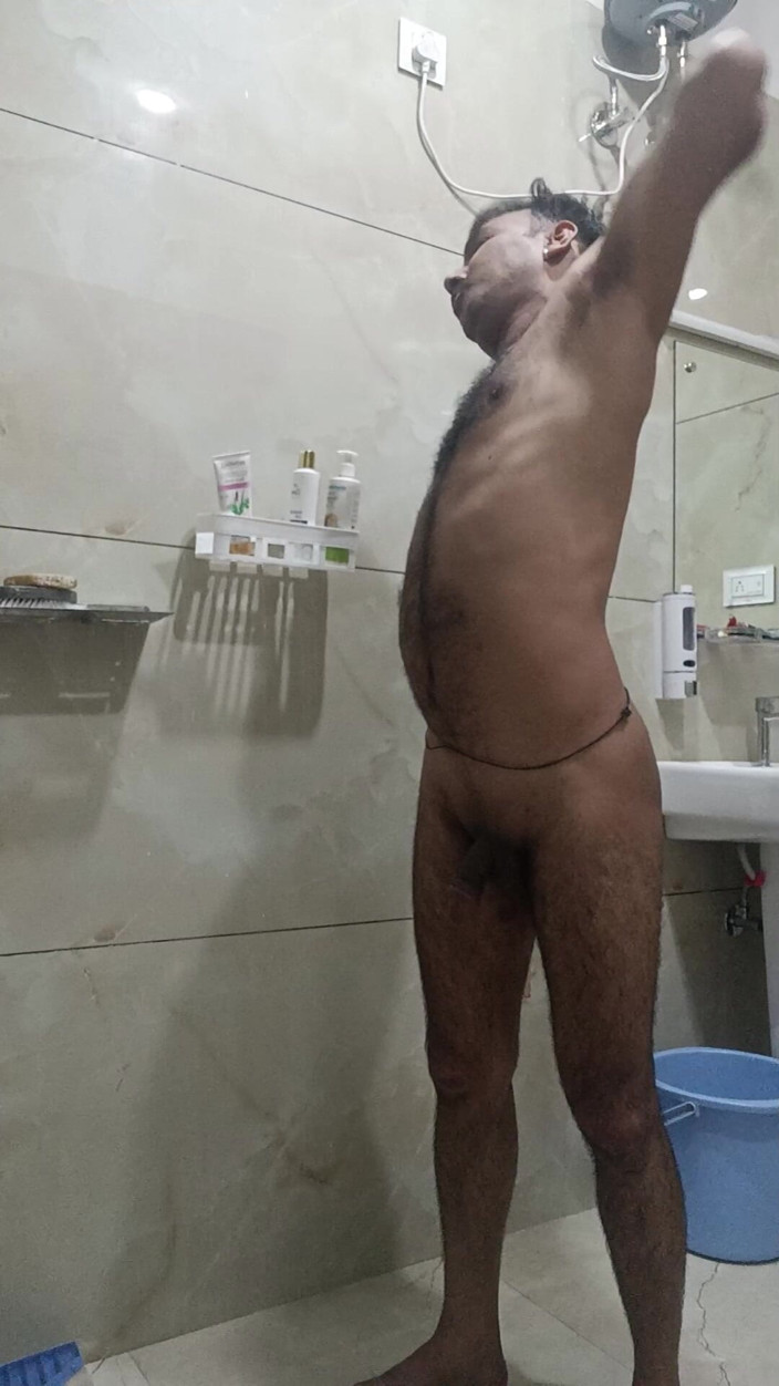 Rajasthani-old-lover: Indian Desi Man Enjoy Shower and Sex