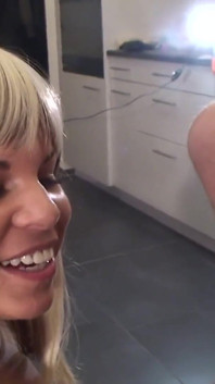 Blonde teeny puts cock in pussy and vegetables