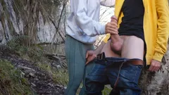 Finished off Guy Jerking off in the Woods