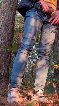 Guy Long Pissing in the Forest Under a Tree