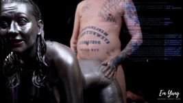 Full Body Silver Bodypaint Blowjob & Fuck
