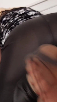 Nylon Footjob in Wet Look Leggings & Black Pantyhose - Dame Olga 1080p (048b)