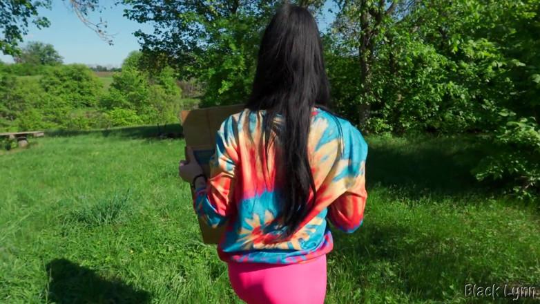 YSP Studio: Brunette Hippie Makes Outdoor Handjob for Free