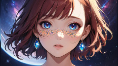 LustRender: ヴォイドゲイザー:きらめく宇宙のそばかすを持つ美しい若い女性