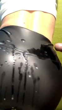 Huge Sperm Load on My Hot Coworker's Leather Leggings