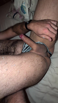 Cumshot in My Silver Satin Thong