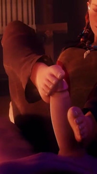 Aloy From Horizon Forbidden West Caressing a Hard Cock with Her Feet