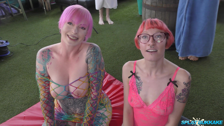 100% Amateur Gangbang and Bukkake from the UK!: Seks bukkake bareng cewek bertato piggy dan rosa bagian 1
