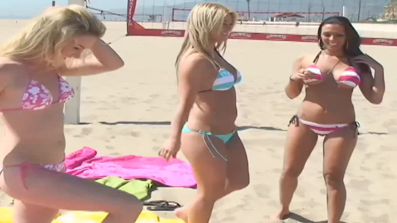 Lesbian Love Movies: Beach Girls Back Home - Four Babes Licking and Toying on...