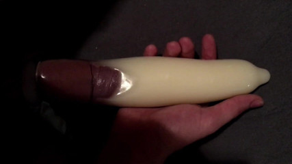 Lawrence: Filling up a condom...! Completely
