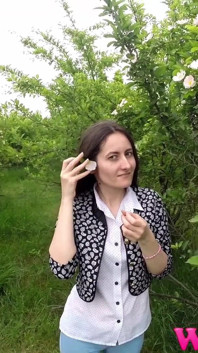 Desperate Girl Full Bladder Trying to Pee in the Forest and Smelling the Flowers