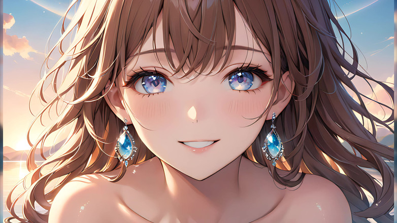 LustRender: Reflexiones pastel: una hermosa joven con cielos suaves en sus...