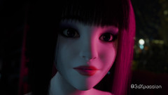 3dxpassion: 넥서스 3 네온 꿈. 익스트림 딥쓰롯. 거유 갈색 머리의 사이버 펑크 섹스