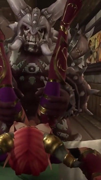 L'elfo rossa viene sfodata da un Orc Warlord: parodia di warcraft