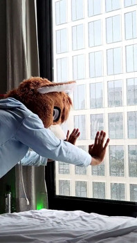 Femboy fursuit без презерватива трахається перед вікном