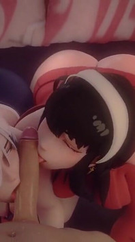 Yor Forger and Fiona Frost Having a Threesome with Loid Forger Double Blowjob Sex Hentai Dragk